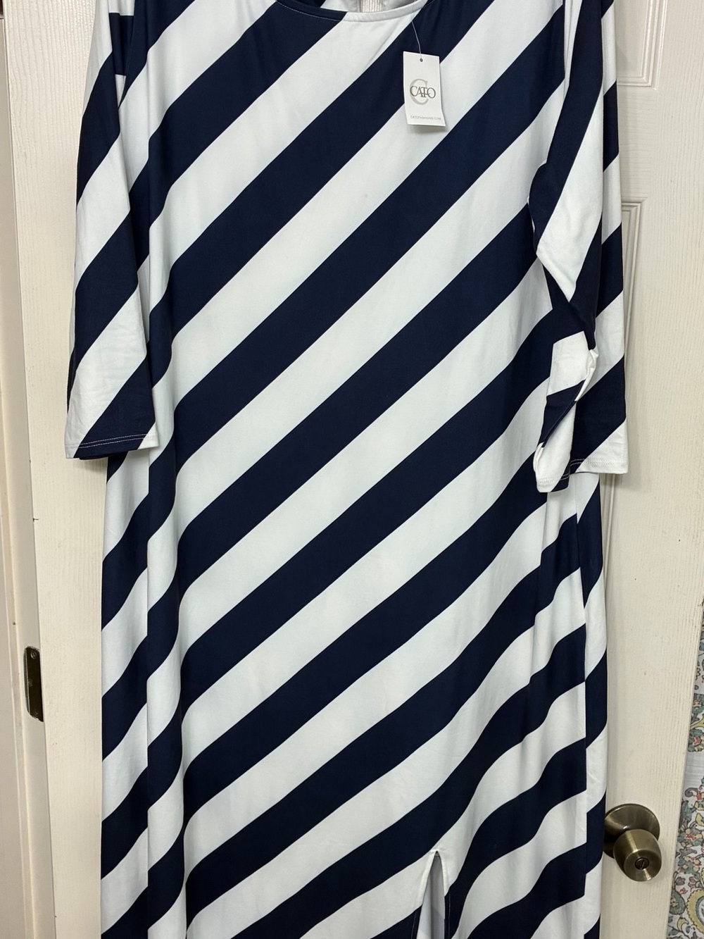 Cato Navy and White Diagonal Stripe Maxi Dress